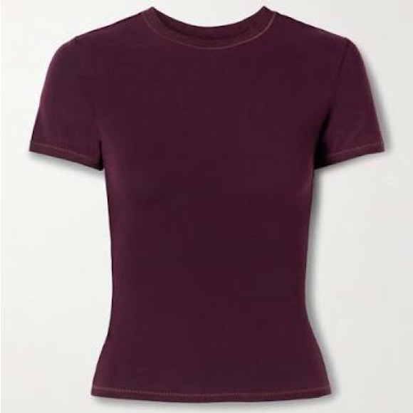 Skims Cotton Rib T Shirt In Currant S